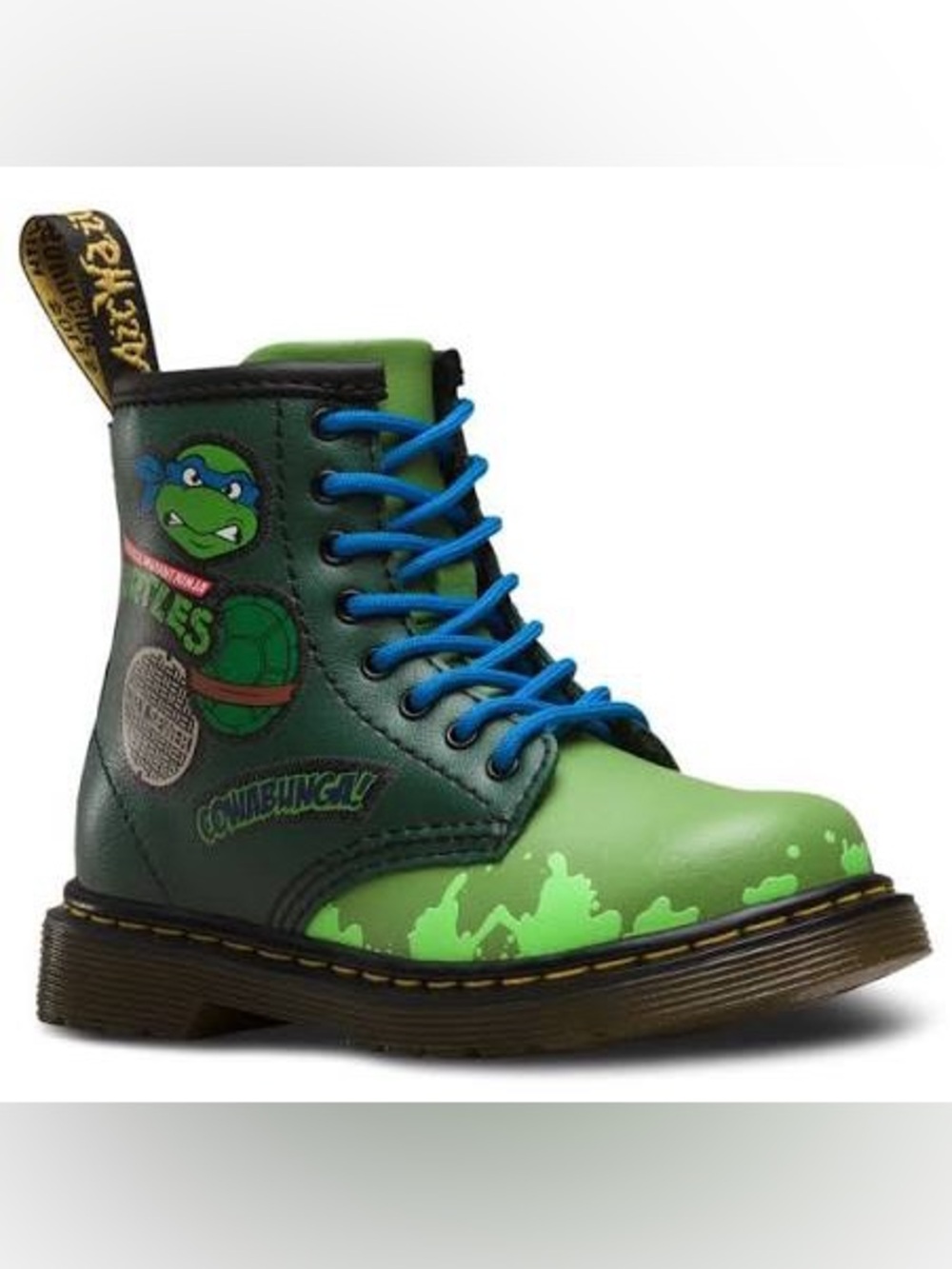 Dr. Martens Leonardo Teenage Mutant Kids/Toddler Combat boots TMNT size 10
